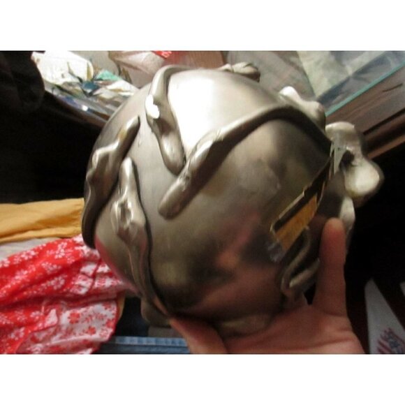 "GOLD AND SILVER" Temple Bowl Hong Horizons Lily Pads motif 2.5 lbs 8" bxd - Picture 7 of 9